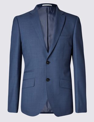 Blue Tailored Fit Single Breasted Jacket